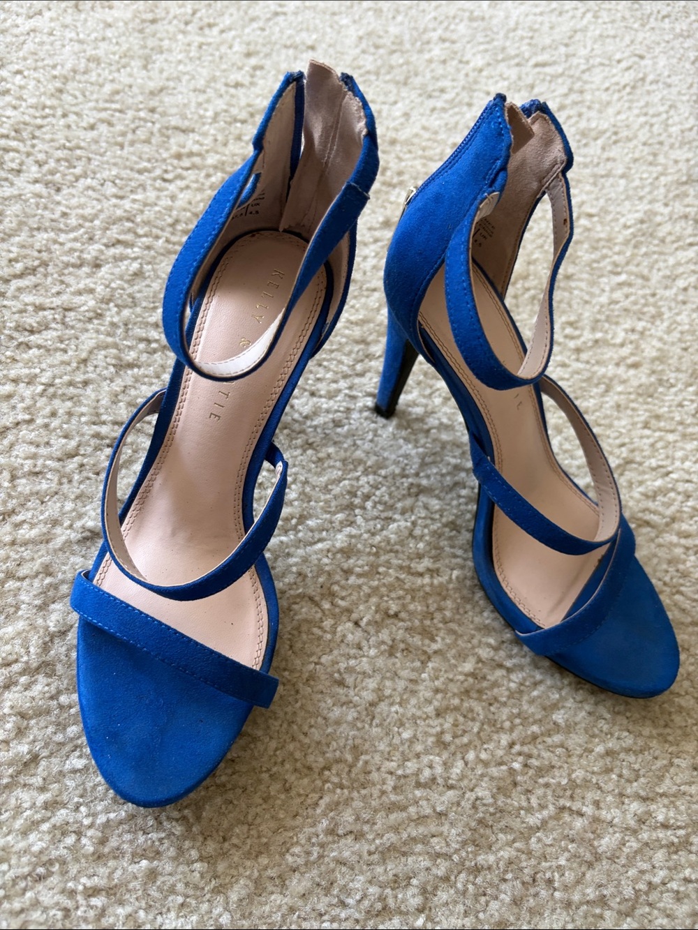 Kelly & Katie Royal Blue Suede Ankle-Strap Heels